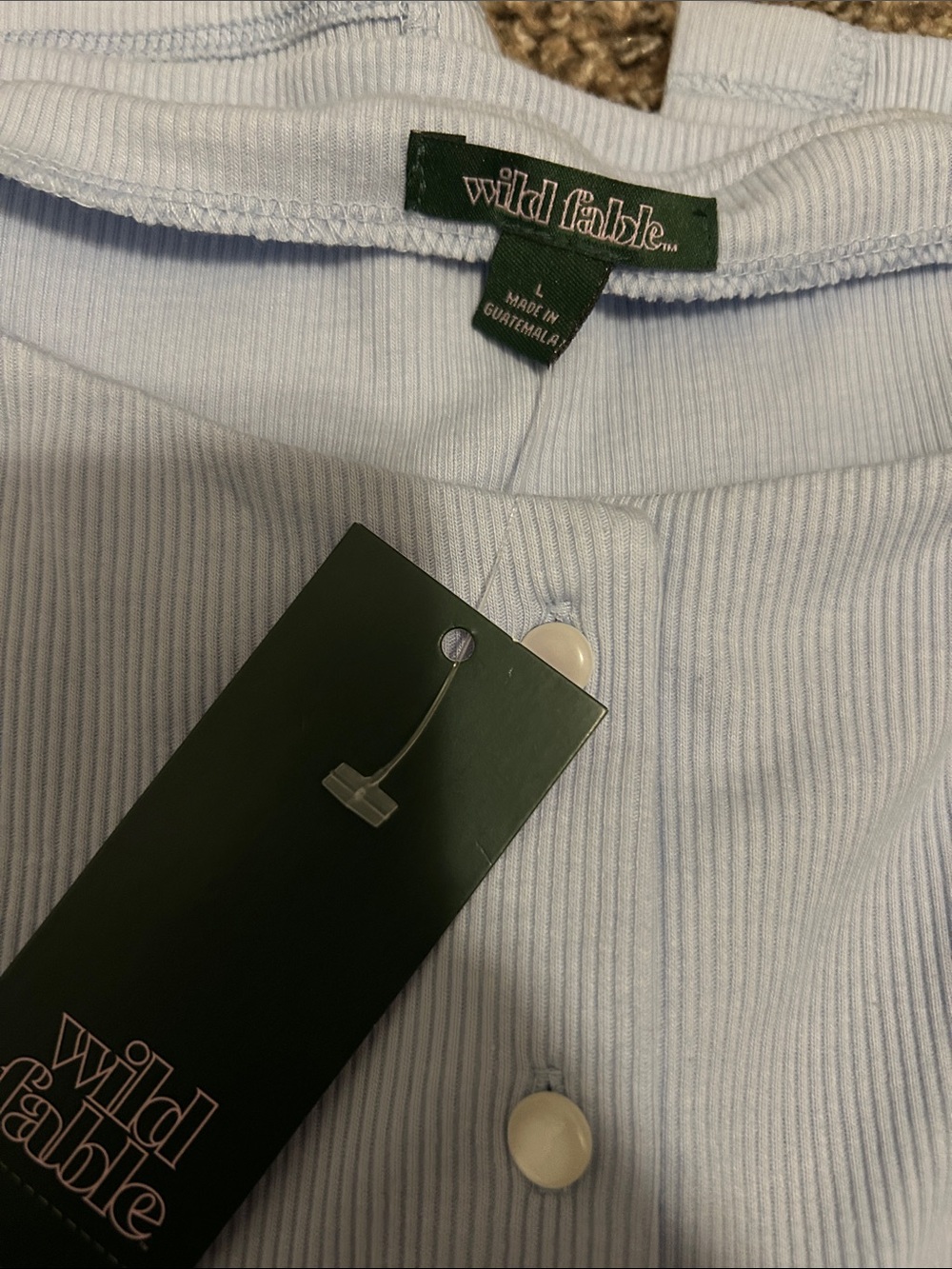 wild fable Light Blue Ribbed Button-Front Tank Top - Picture 2 of 3